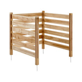 Wood Privacy Fence 3 Panels Slatted Air Conditioner Cover 36 x 36 in